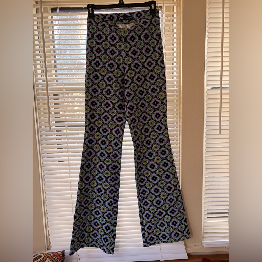 Geometric Patterned Flare Pants - image 1